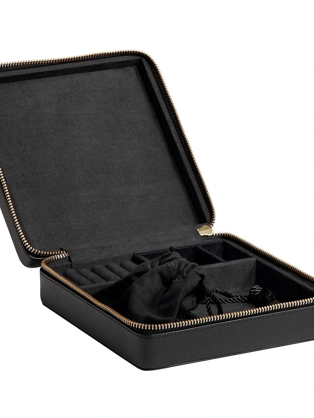 Pottery Barn Black Leather Travel Jewelry Case